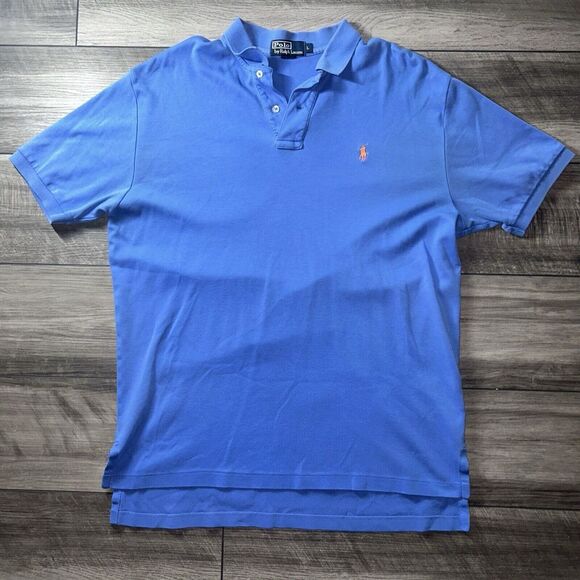 Polo Ralph Lauren Other - Vintage Polo Ralph Lauren Short Sleeve Baby Blue Orange‎ Pony Men's L Large